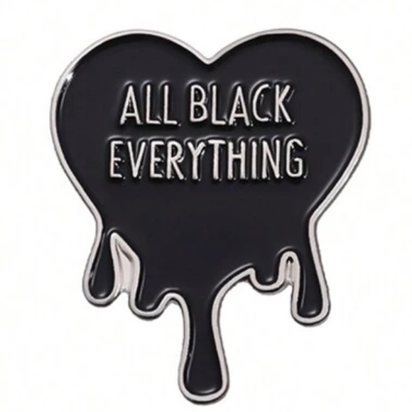 ALL BLACK EVERYTHING Enamel Lapel Pin Brooch
Dripping Black Heart Great Gift NWT - Picture 1 of 3